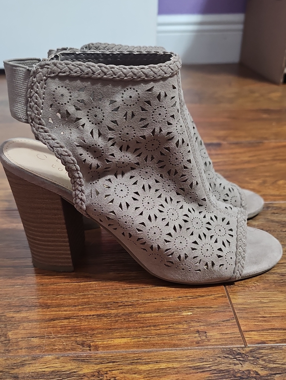 Lauren Conrad Laser-Cut Open Toe Block Heel Sandals